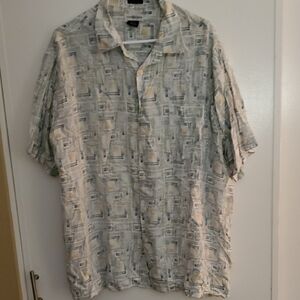 Casual Gray Green Patterned Men's Button Down Shirt